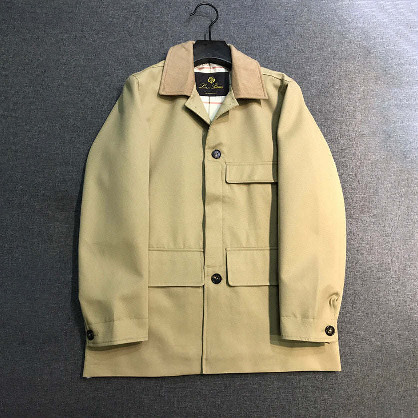 Loro Piana Men's Fall And Winter High-end Business Casual Trench Coat Jacket Lapel Single-breasted Cotton Trend Jacket Ngvp #2483