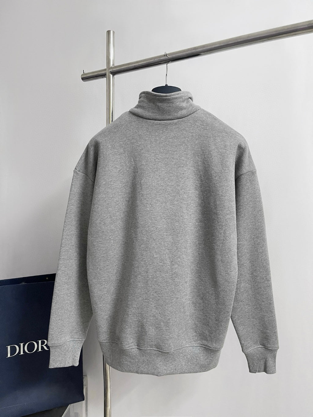 Dior Men's Spring/Autumn Solid Color Cotton Qilong Embroidered Logo Half-Zip Long-Sleeved Sweatshirt and Casual Sports Pants Set Suit #77946