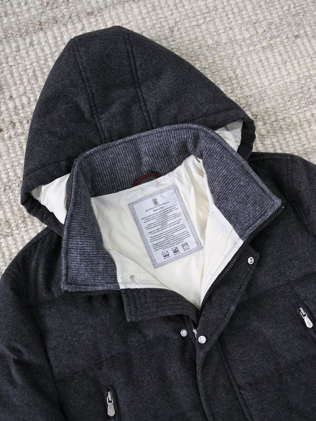 Brunello Cucinelli Wool Down Jacket For Man In Indigo #333203