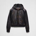 Prada SS25 Spring And Summer Men's Nappa Leather Hooded Raglan Long Sleeve Sweatshirt Leather Jacket #332536