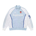 Supreme X UMBRO ZIP UP SWEATER Men's And Women's Spring And Summer Color-blocked Long-sleeved Knit Sweater With Embroidered Logo On The Chest Jacket And Casual Drawstring Shorts Set Suit #77888