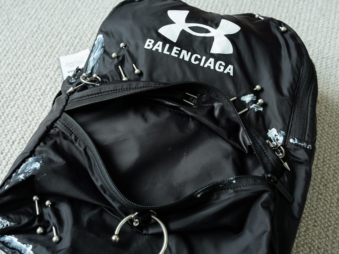 Balenciaga X Under Armour Men's Solid Colour Zipper Closure Nylon Fabric Silver Hardware Backpack Bag Bags #77558
