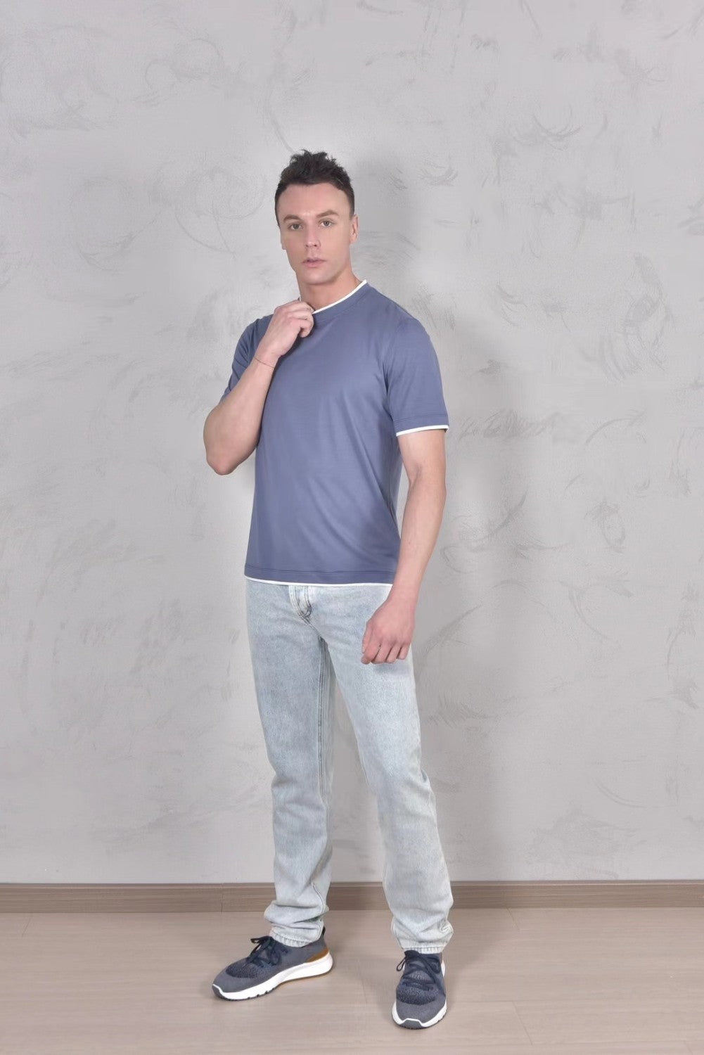 Brunello Cucinelli Men's Spring And Summer Fashion Trend Color Blocking Classic Short-sleeved Comfortable Positive Shoulder Round Neck T-shirt Tops #99379