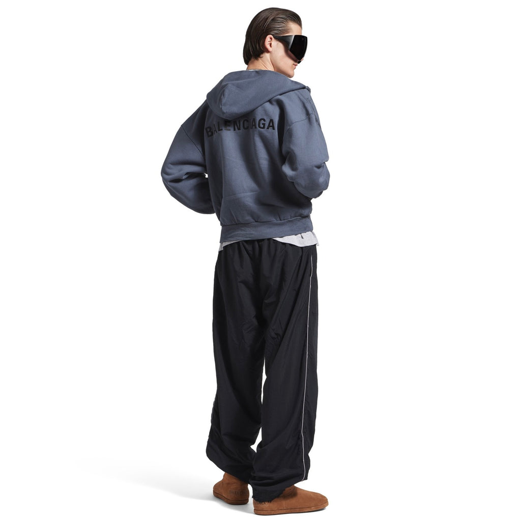 Balenciaga 25FW Men s Balenciaga Back Zipup Hoodie Regular Fit in Faded Dark Blue black Hoodie Shorts Set #332366
