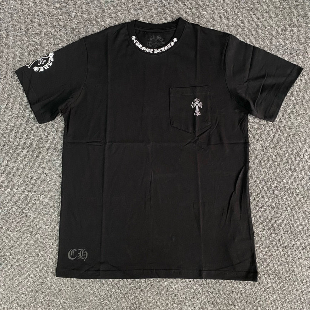 Chrome Hearts Men's Summer Solid Color Cross Print Round Neck Cotton Short Sleeve T-Shirt #77173