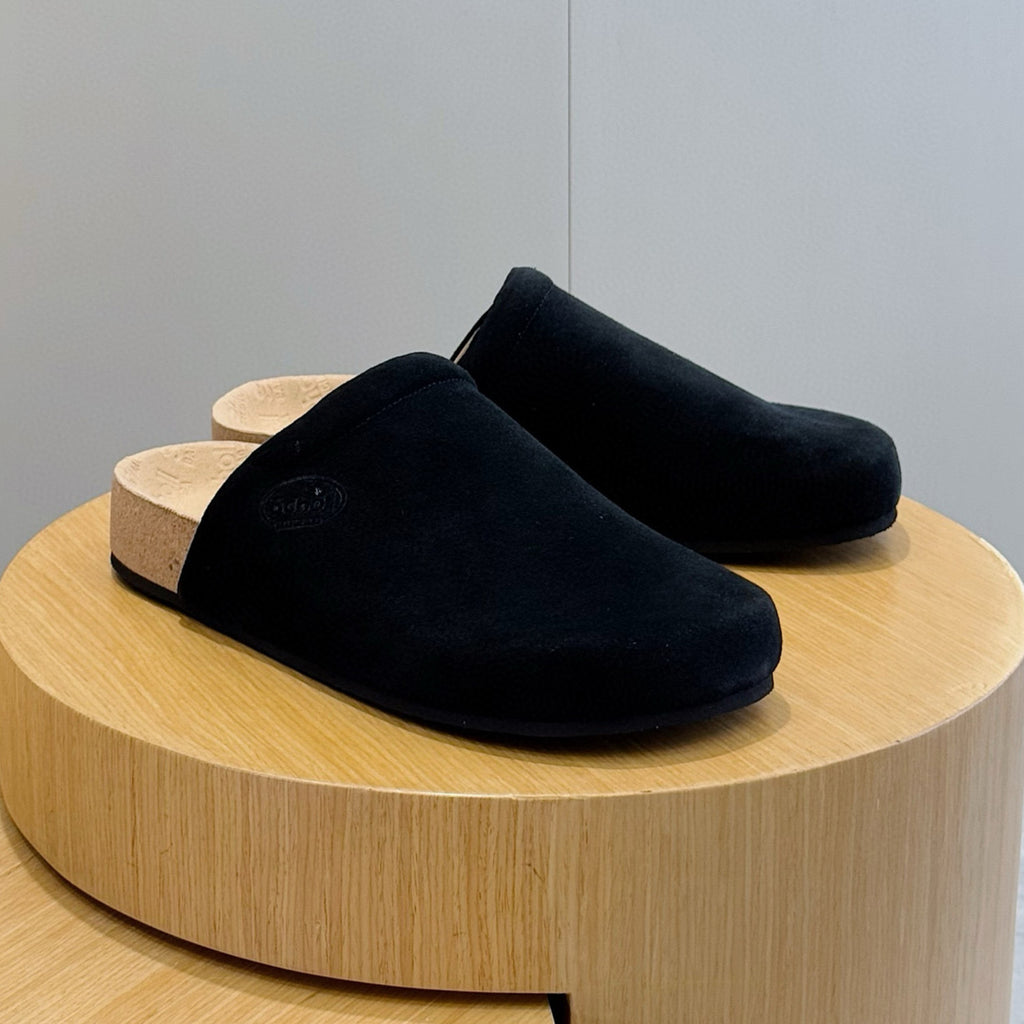 Balenciaga Men's Balenciaga I Scholl Flat Mule In Black Cowhide Flat Logo Birkenstock Shoes Fashion Temperament Trend Casual Shoes Slippers Ngvp #1973