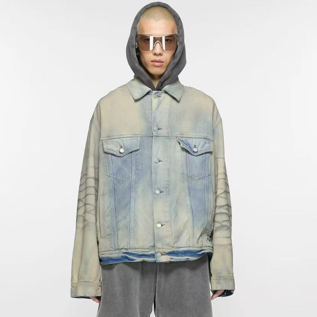 Acne Studios Men's Women's Fall And Winter Light Blue Dirty Vintage Washed Denim Jacket Fashion Casual Straight Jeans Pants Suit Set Ngvp #2652