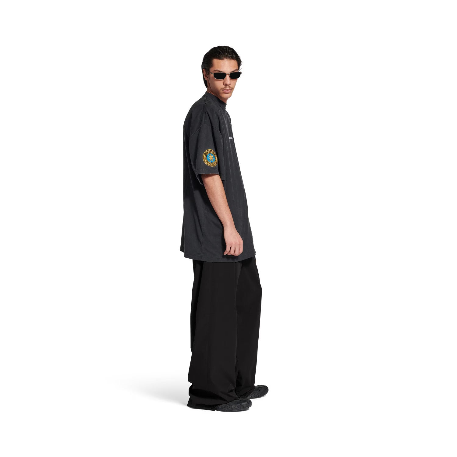 Balenciaga Men's Uniform Merch Oversized Round Neck Short Sleeve T-Shirt Vintage Solid Color Embroidery Casual Elastic Waist Shorts #81297
