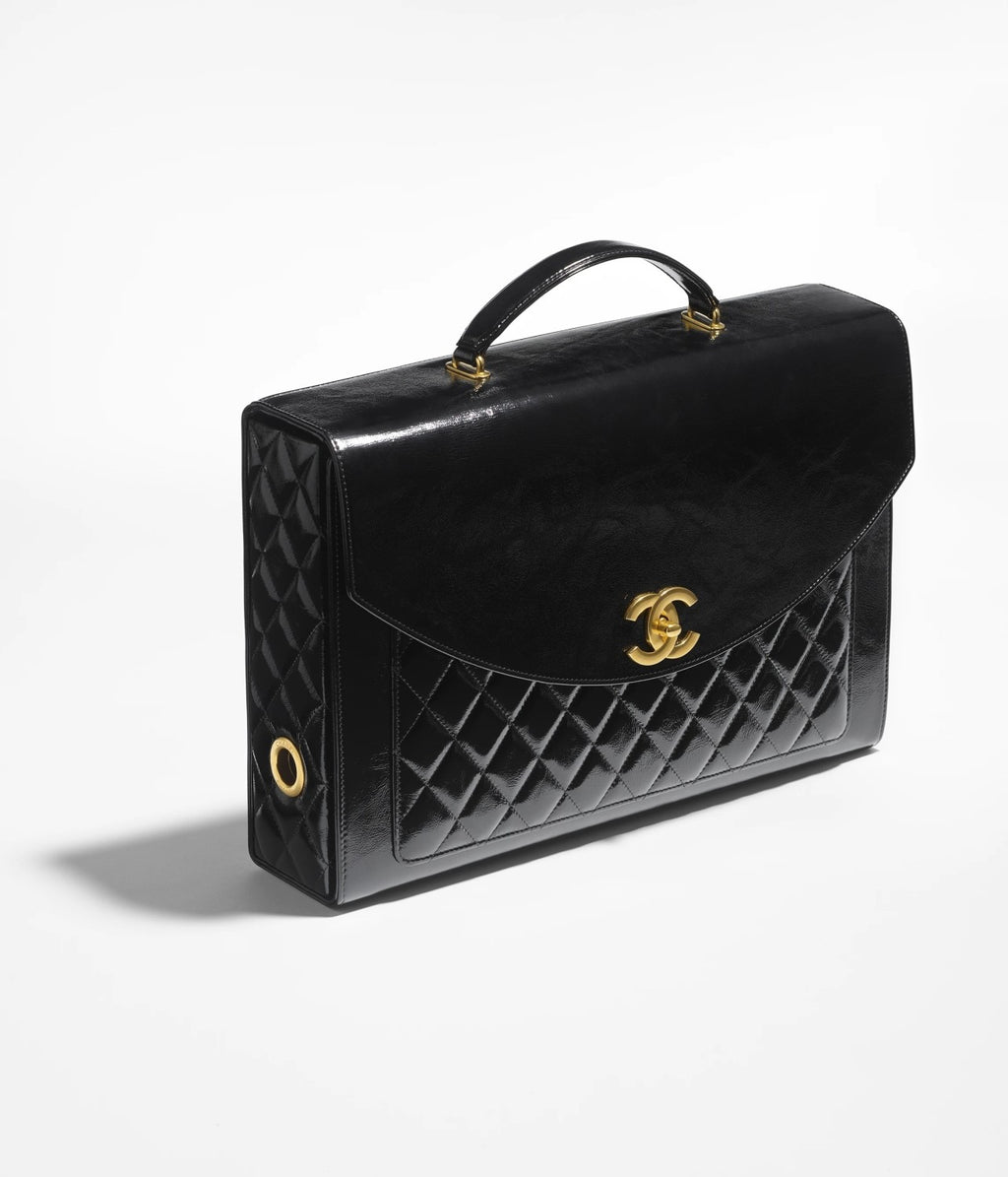 Chanel Advanced Handmade Series Briefcase Patented Wrinkled Lambskin Vintage Buttons #332642