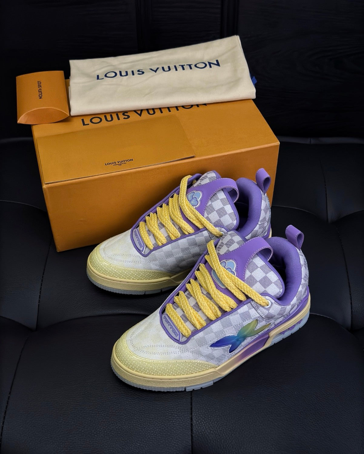 Louis Vuitton LV Skate Men's Colorful Letter Print Leather Low-Top Lace-Up Flat Casual Shoes #77156