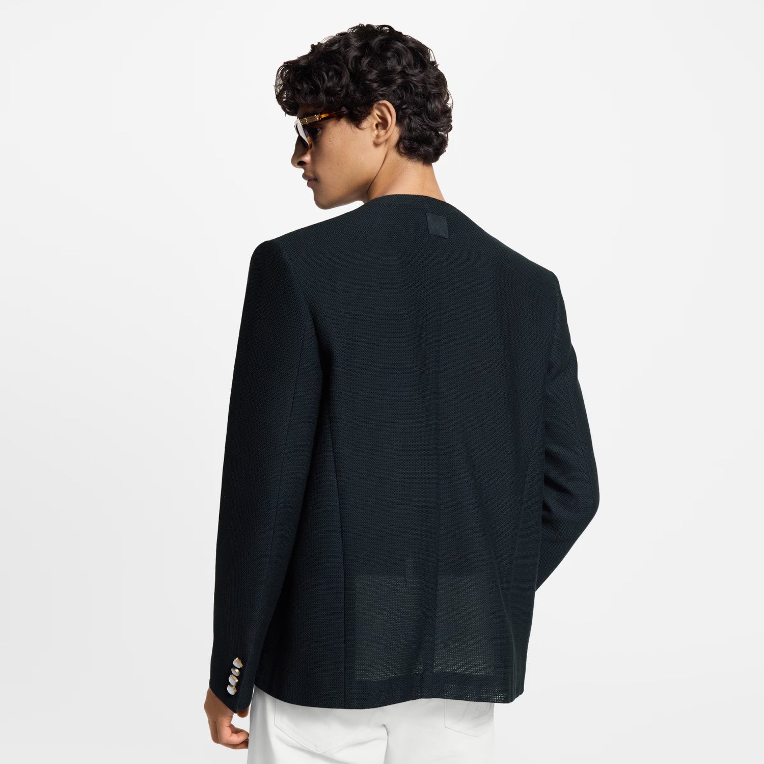 Louis Vuitton Men's Spring/Fall Solid Color Classic Casual Cotton Letter Embroidered Logo Collarless Single Breasted Long Sleeved Jacket #78269