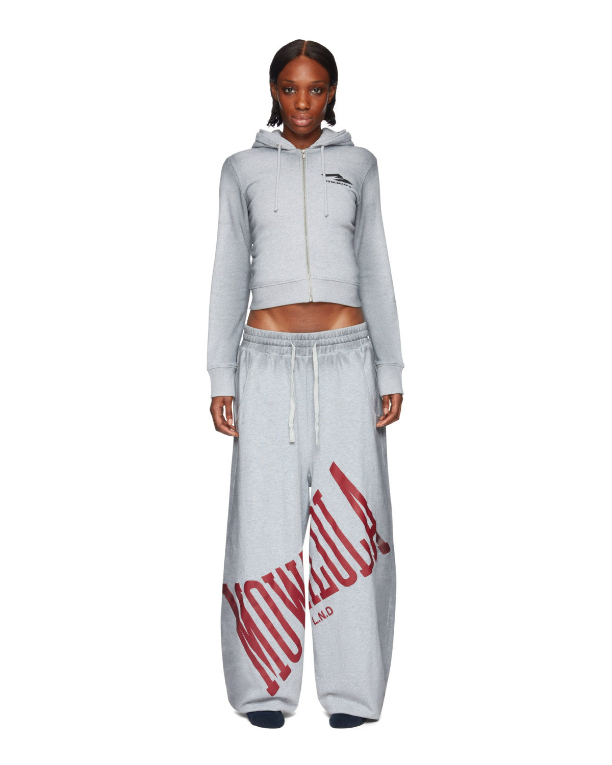 Mowalola Men's Fall And Winter Gray Dirty White Do Old Doublelayer Hooded Zipper Short Sweater High Street Casual Trend Jacket Ngvp #2413