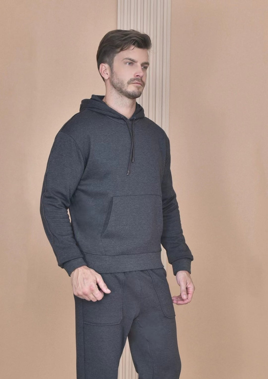Loro Piana Men's Autumn And Winter Solid Color Hooded Long Sleeve Sweatshirt Casual Lace-Up Pants Set Ngvp #9216
