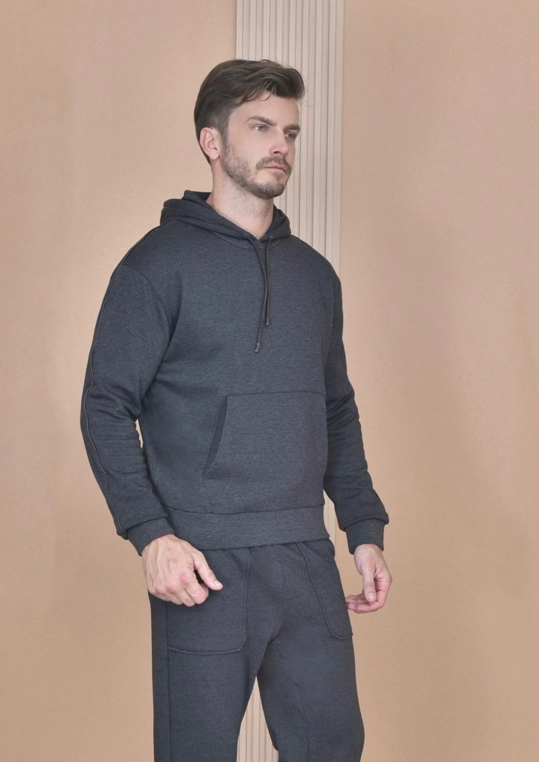 Loro Piana Men's Autumn And Winter Solid Color Hooded Long Sleeve Sweatshirt Casual Lace-Up Pants Set Ngvp #9216