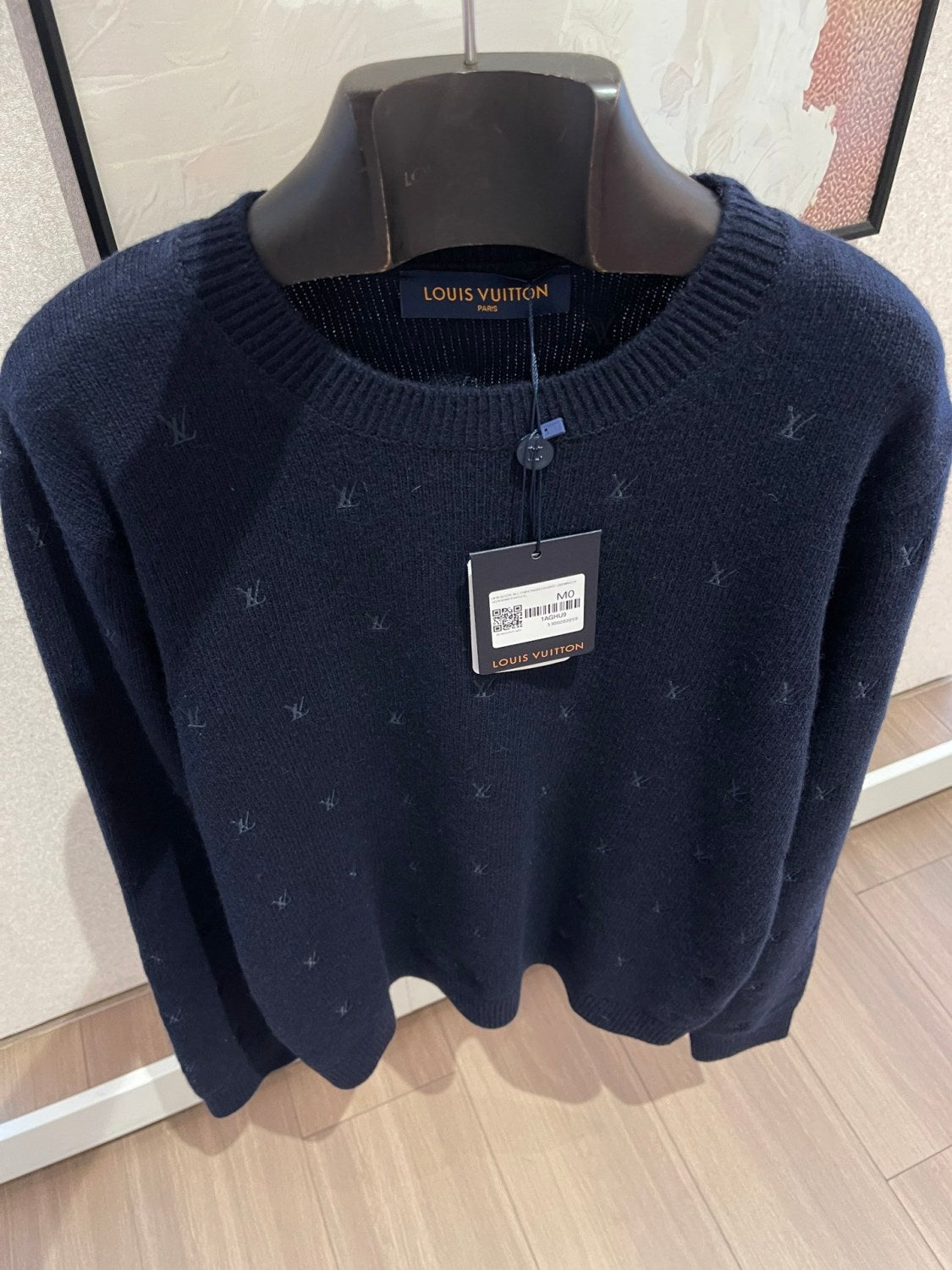 Louis Vuitton Men's Spring and Autumn Solid Color Embroidery Logo Printed Crew Neck Knit Wool Sweater #73953