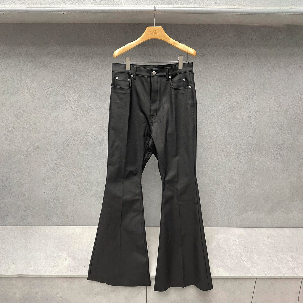 Rick Owens Men's High-street Solid Colour High-waisted Micro-large Denim Trousers Twill Cotton Spring And Autumn Versatile God Pants Ngvp #9827