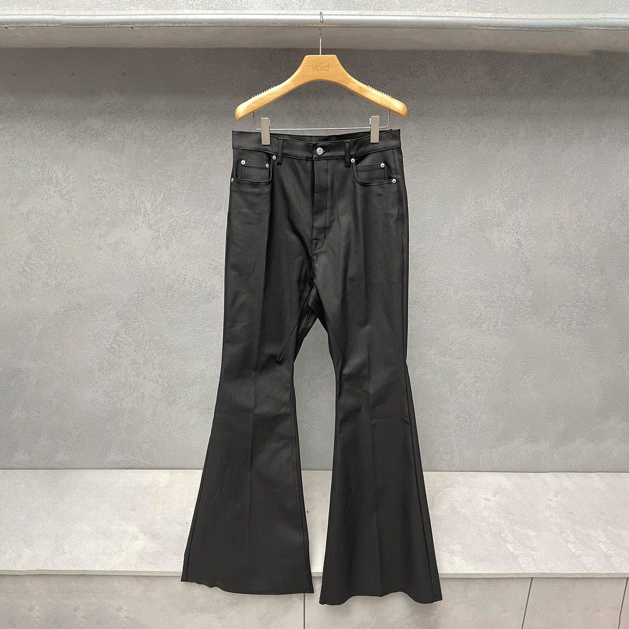 Rick Owens Men's High-street Solid Colour High-waisted Micro-large Denim Trousers Twill Cotton Spring And Autumn Versatile God Pants Ngvp #9827