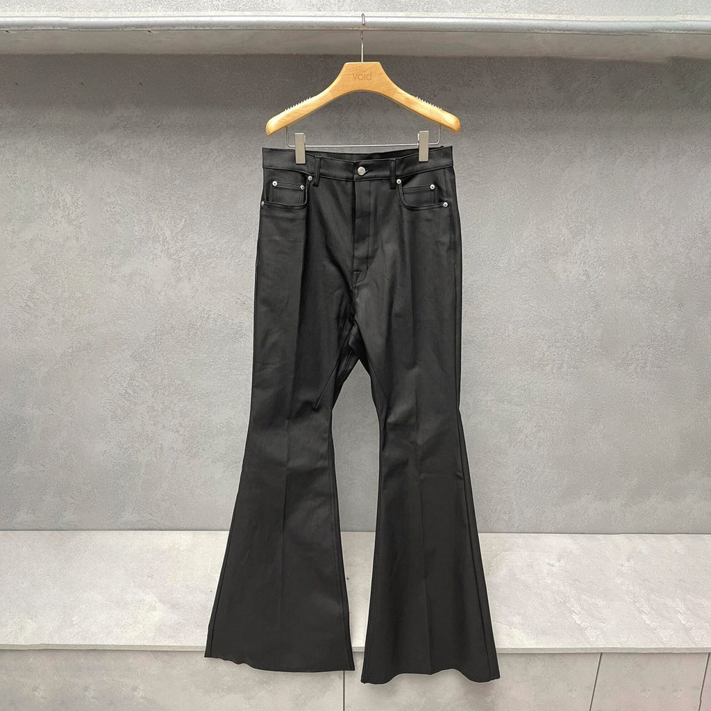 Rick Owens Men's High-street Solid Colour High-waisted Micro-large Denim Trousers Twill Cotton Spring And Autumn Versatile God Pants Ngvp #9827