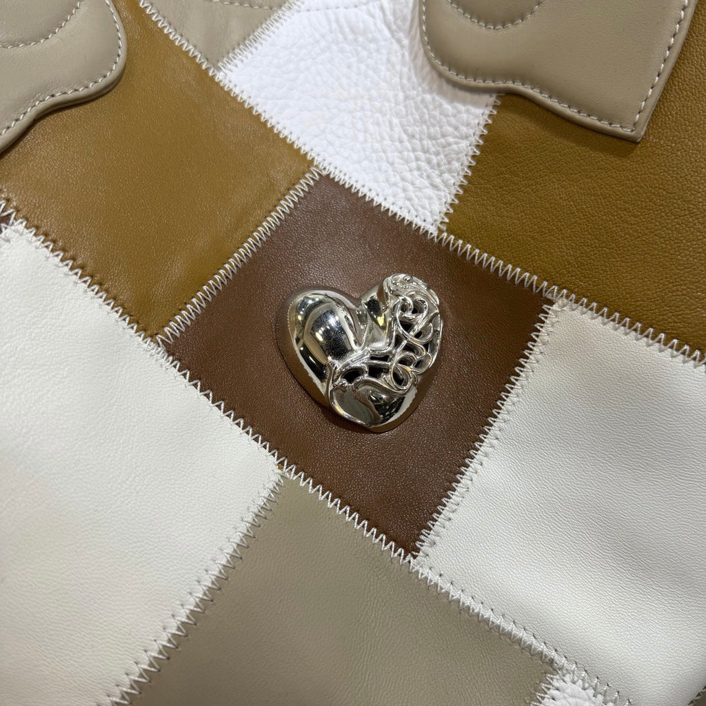 Chrome Hearts Asepne Exclusive Latest Large Heart-Shaped Tote Bag Coffee Brown Color-Block Handbag Fashionable Oversized Bag #194257