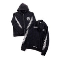 Chrome Hearts Men's Spring and Fall Black Logo Printed Zipper Long Sleeve Hooded Jacket #99847