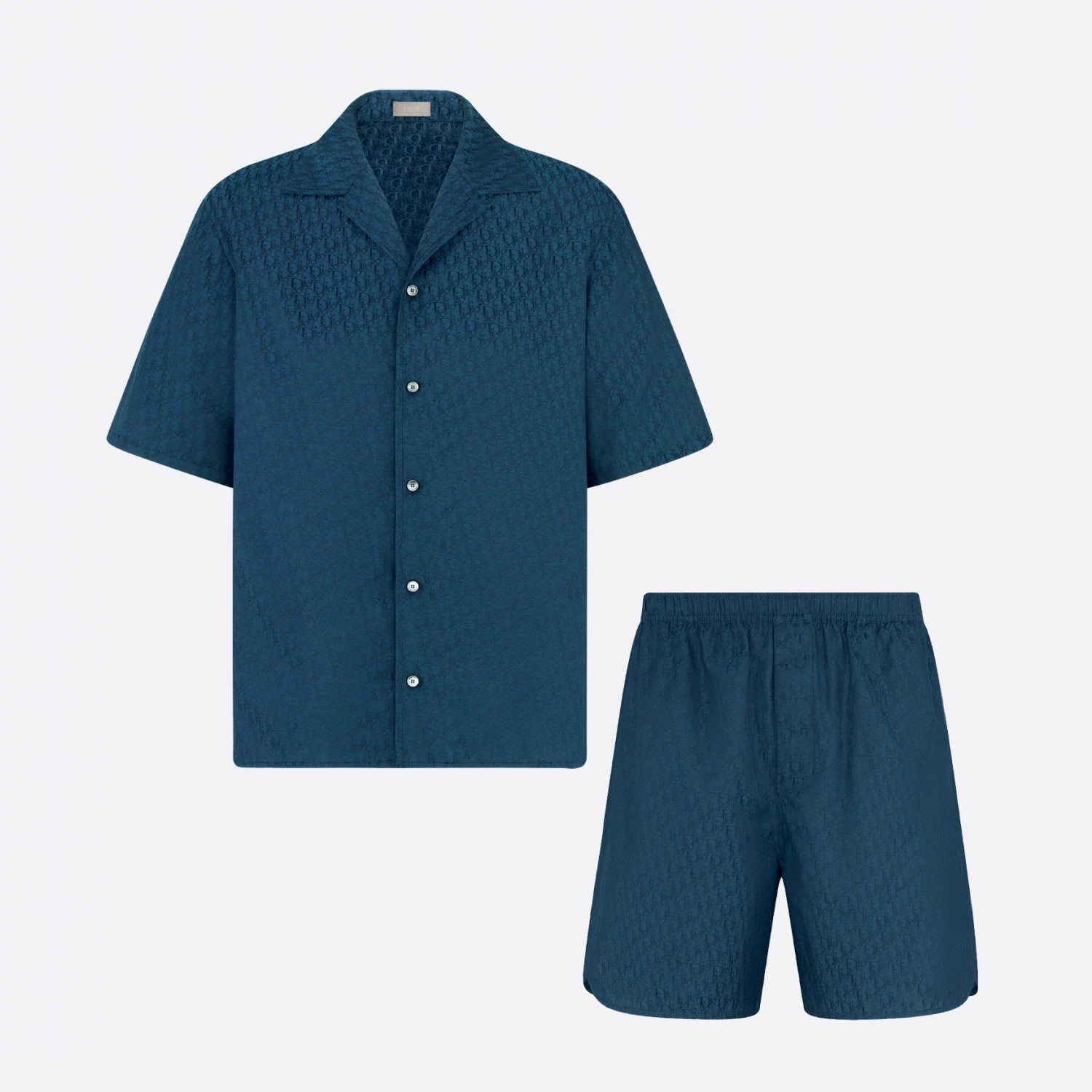 Dior Men's Summer Solid Color Letter Printed V-Neck Single Breasted Short Sleeve Shirt Elastic Waist Shorts Pants Set Suit #76295