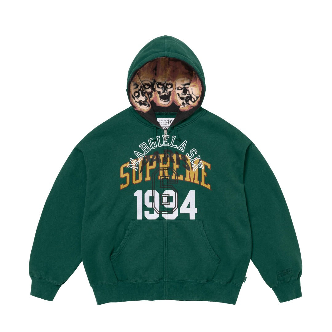 SUPREME X MM6 MAISON MARGIELA Men's Spring/Autumn Solid Colour Letter Print Hooded Skull Ghost Fire Print Zipper Long Sleeve Hooded Jacket #77861
