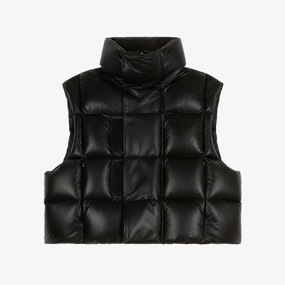 Givenchy Men's Winter Black Short Sleeveless Loose Leather Down Vest Jacket Ngvp #6946