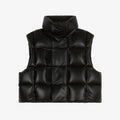 Givenchy Men's Winter Black Short Sleeveless Loose Leather Down Vest Jacket Ngvp #6946