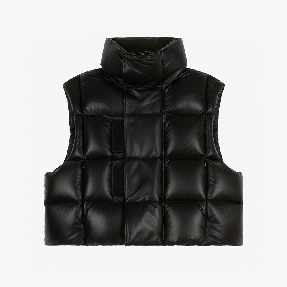 Givenchy Men's Winter Black Short Sleeveless Loose Leather Down Vest Jacket Ngvp #6946