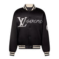 Louis Vuitton Men's Spring and Fall Black Striped Letter Single Breasted Jacket Embroidered Nylon Baseball Blouson #98379