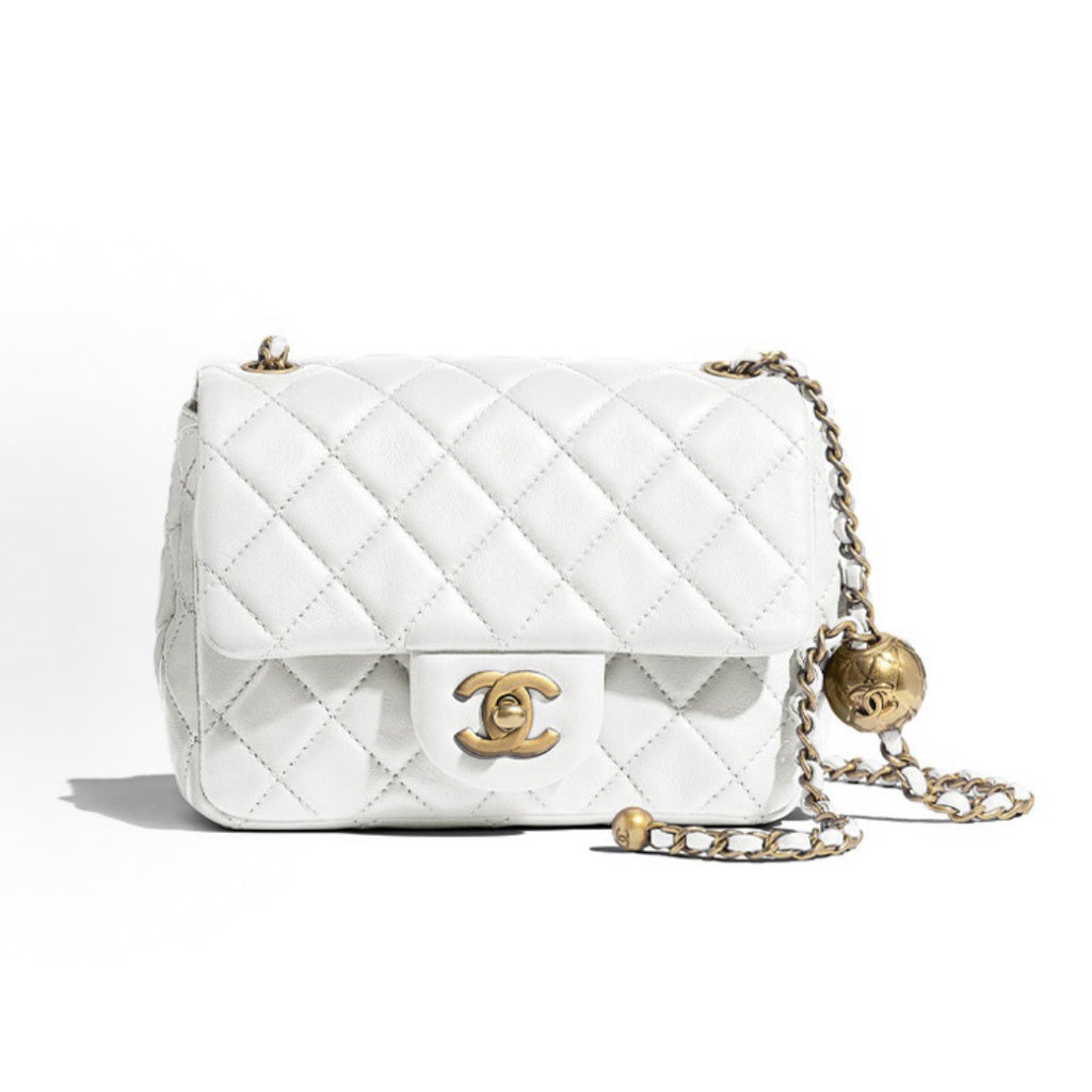 Chanel Women's Adjustable Shoulder Strap Diamond Pattern Gold Buckle Chain Gold Ball Solid Color Leather Crossbody Shoulder Bag Bags #76352