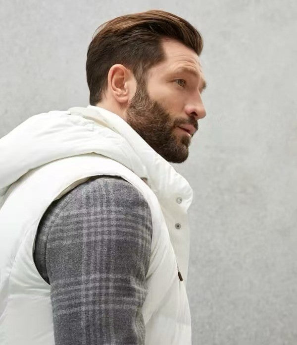 Brunello Cucinelli Men's Fall And Winter Single-Breasted Hooded Solid Color Fitted Down Vest Jacket #81185