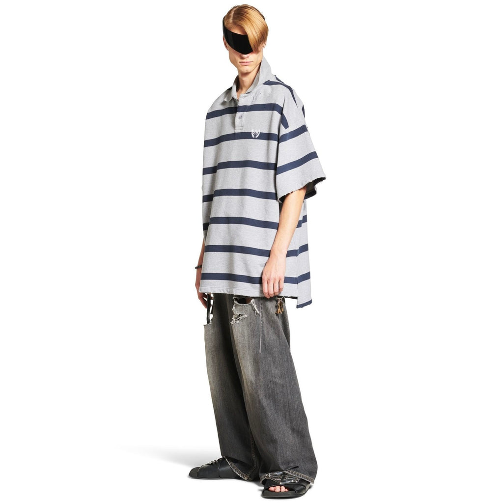 Balenciaga Laurel Classic Men's Summer Striped Oversized Polo Shirt Short-Sleeve T-Shirt #77517