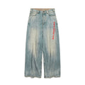 Balenciaga Men's and Women's Spring and Autumn Embroidered Letter Printed Solid Color Jeans Pants #76555