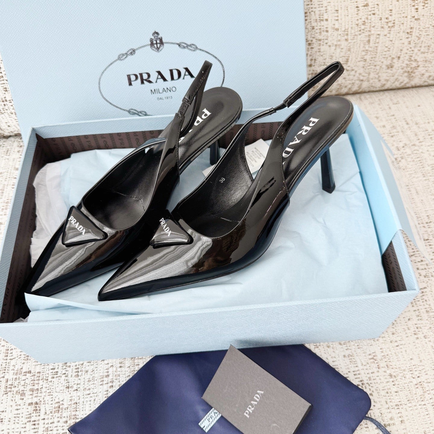 PRADA Suede Leather Slingback Pumps#388476