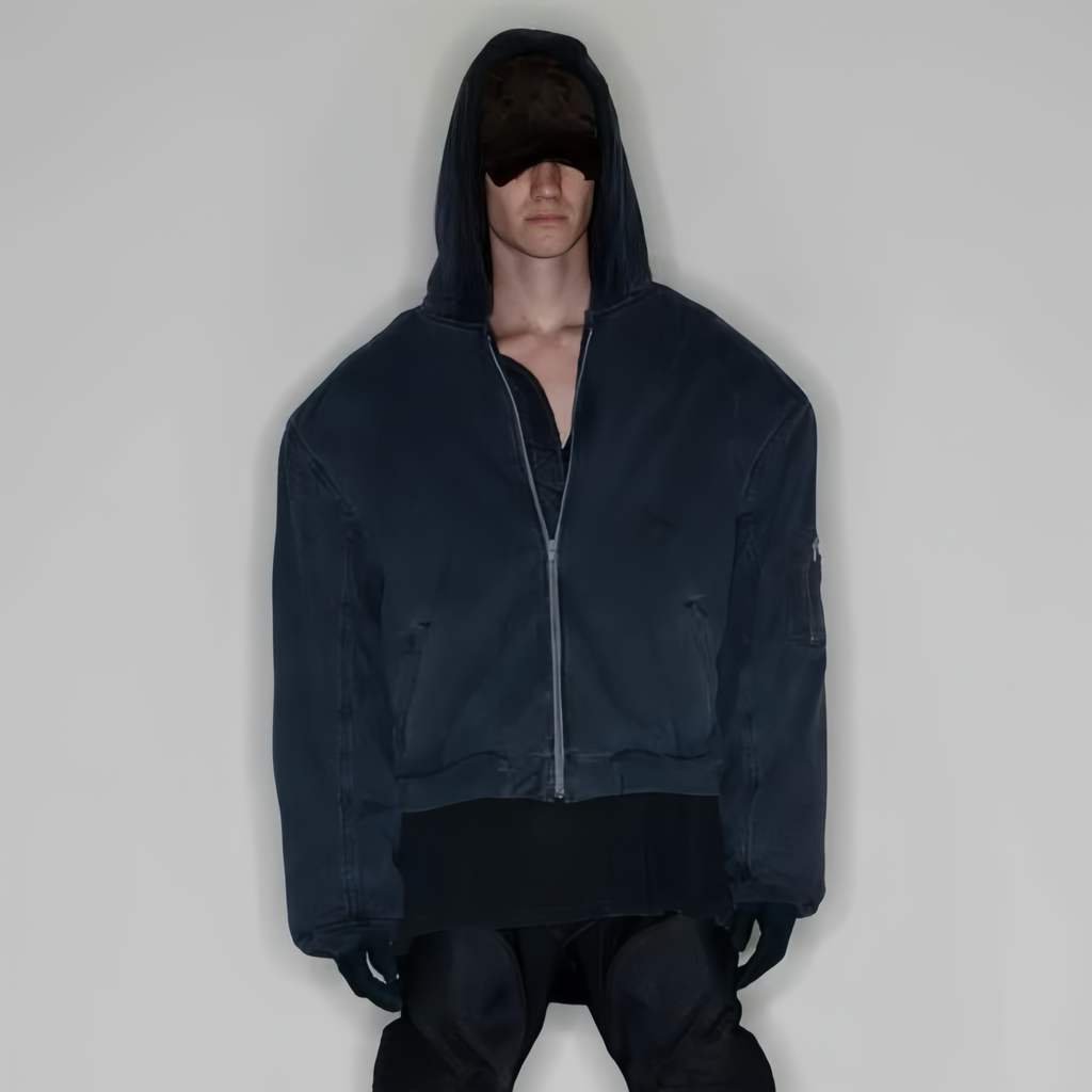 Greg Men's GR Autumn And Winter Retro Solid Color Reversible Long-Sleeved Zipper Hooded Short Warm Loose Jacket Ngvp #7785