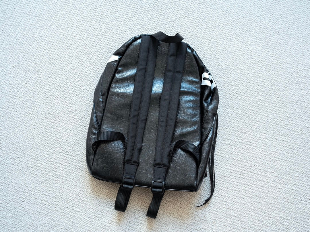 Balenciaga Men's Editor Backpack In Black/white Shoulder Bag Leather Zipper Fashion Trend Retro Bag Bags #81636