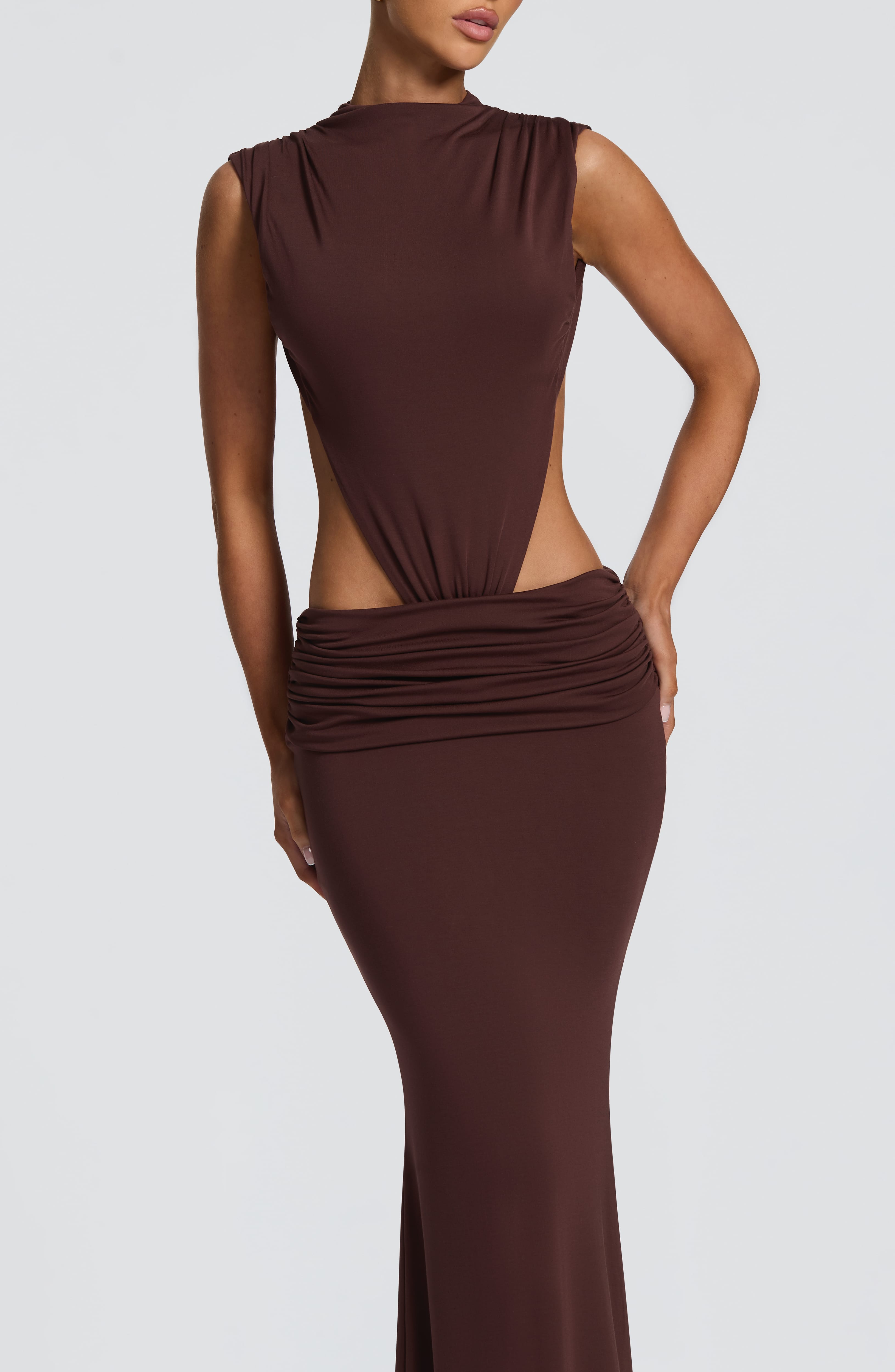 Fenella Maxi Dress - Plum Brown