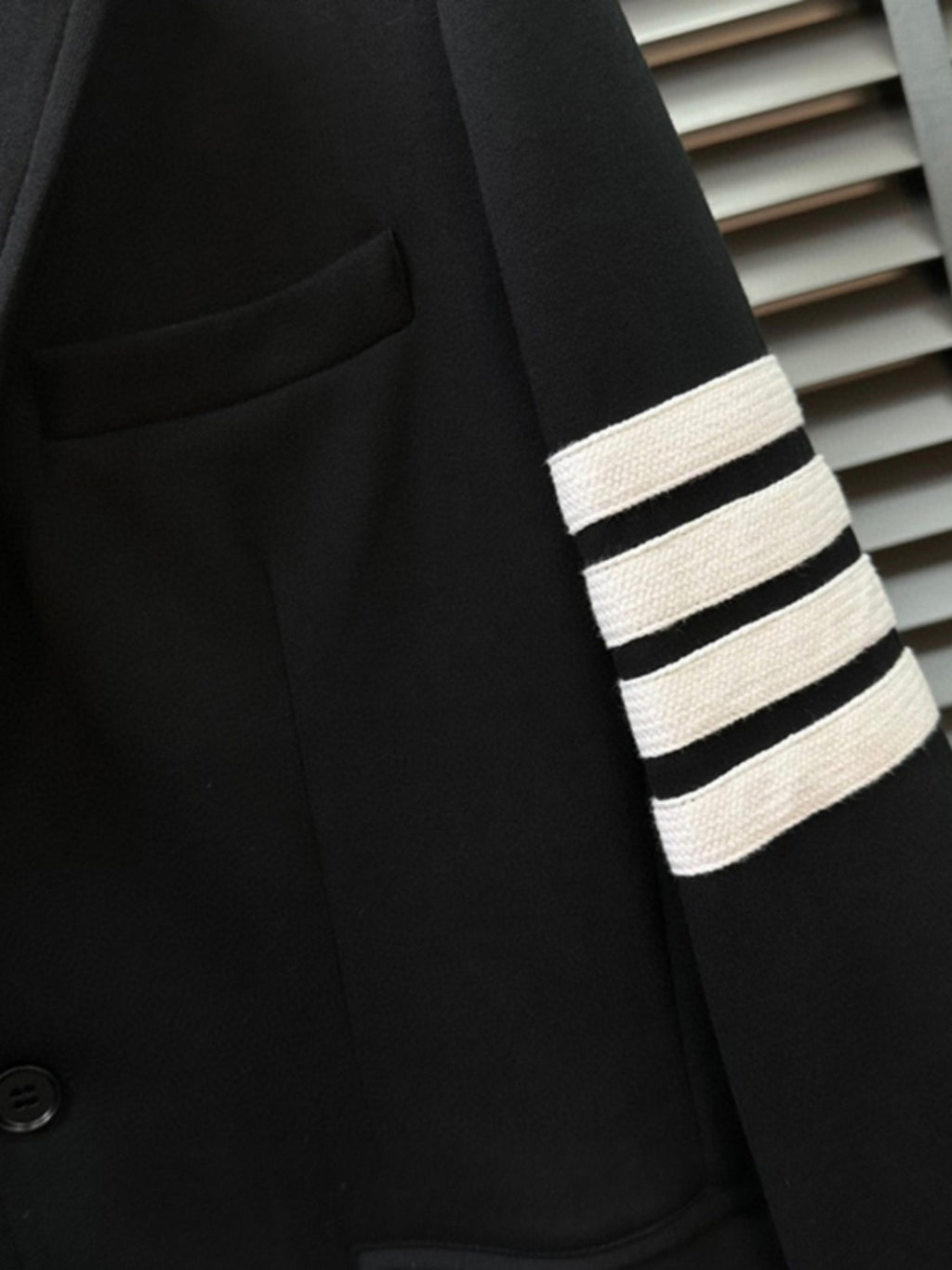 Thom Browne Men's Spring And Autumn Lapel Striped Long Sleeve Blazer Jacket Casual Solid Color Straight Trousers Two Piece Suit Set #81197
