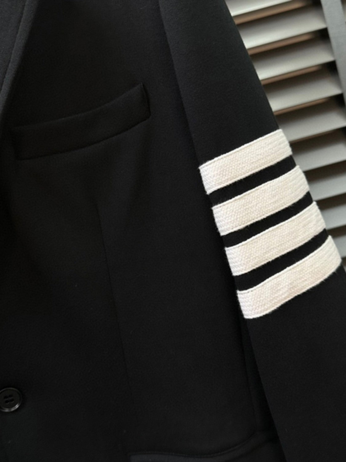 Thom Browne Men's Spring And Autumn Lapel Striped Long Sleeve Blazer Jacket Casual Solid Color Straight Trousers Two Piece Suit Set #81197