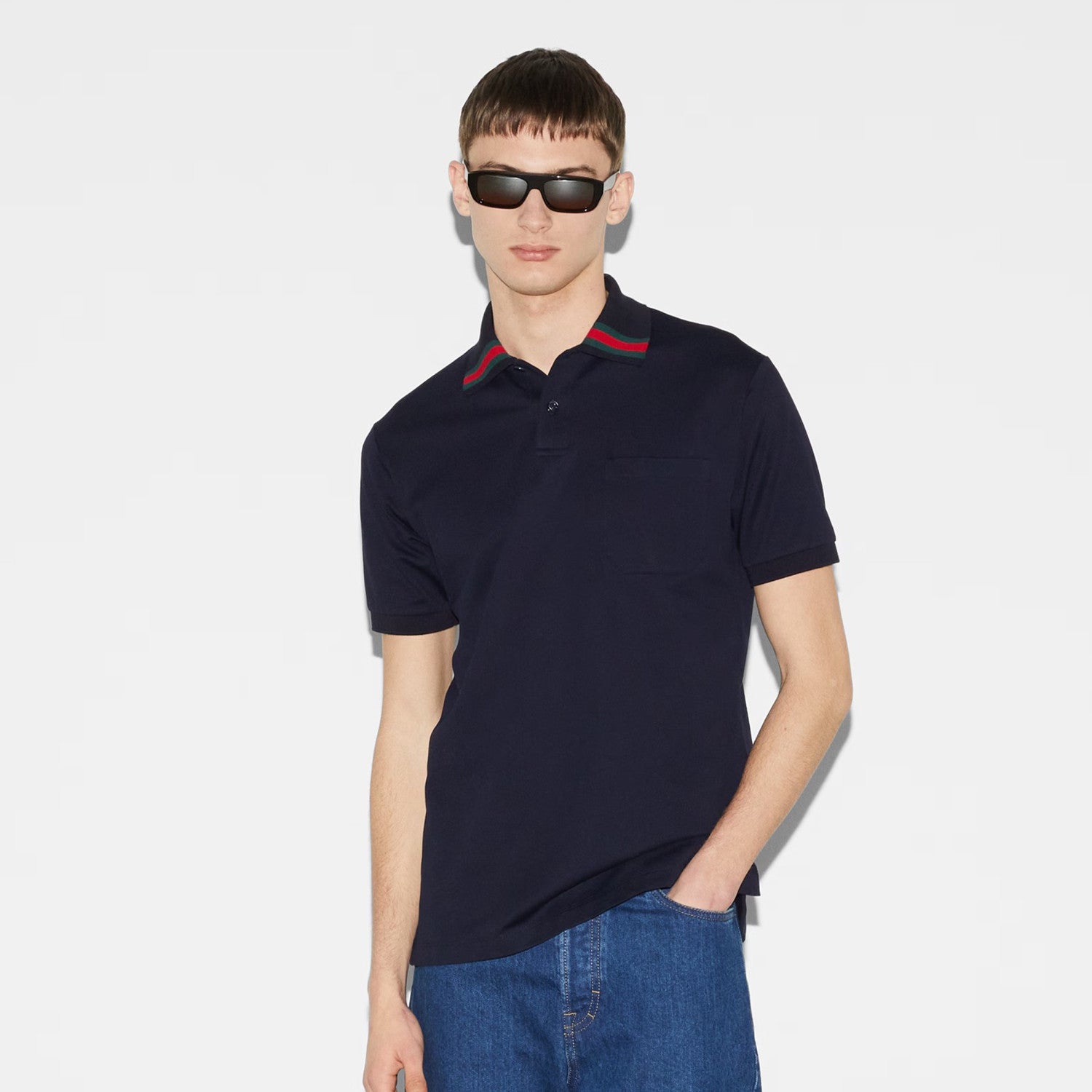 Gucci Men's Summer Solid Color Cotton Short Sleeve With Mesh Fit Casual Polo Shirt #71461