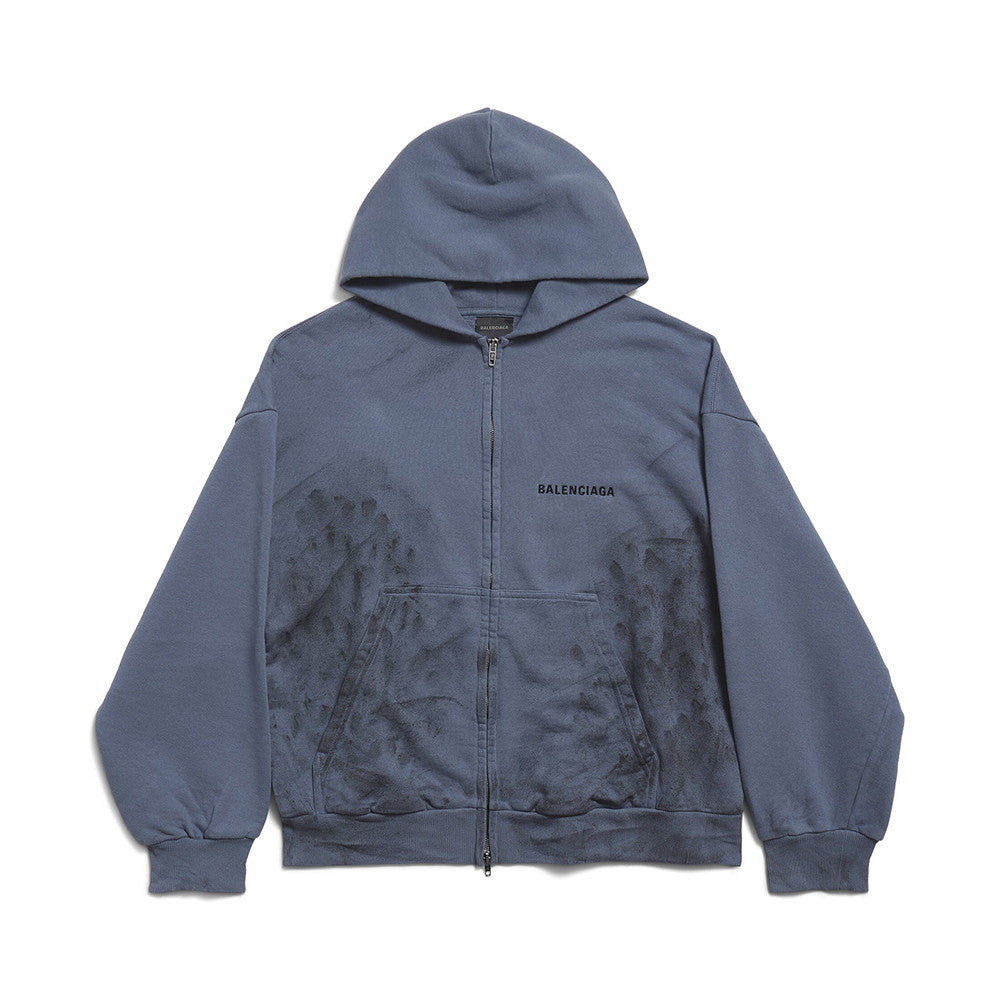 Balenciaga 25FW Men s Balenciaga Back Zipup Hoodie Regular Fit in Faded Dark Blue black Hoodie Shorts Set #332366