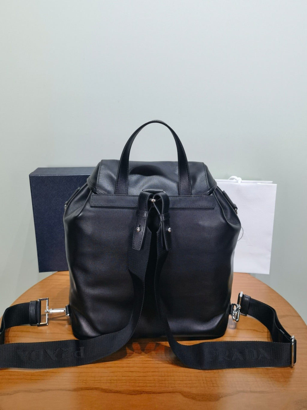 PRADA Black Medium Leather Backpack #383384