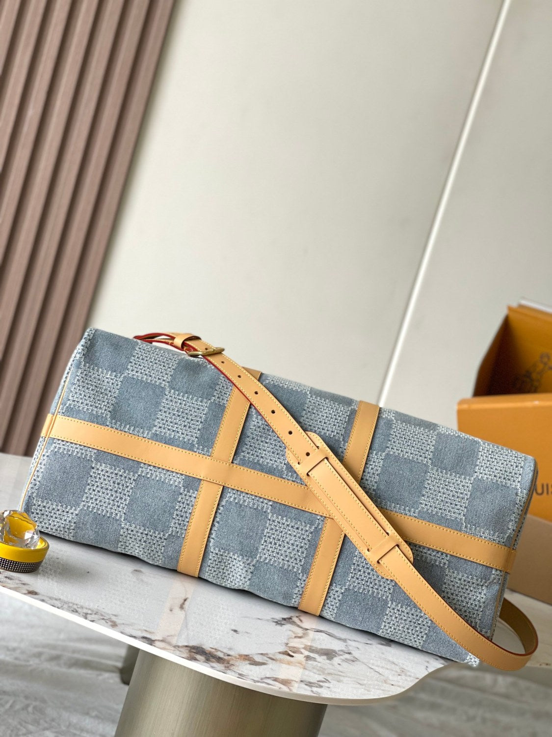 Louis Vuitton Keepall Bandoulière 50 Men's and Women's Detachable Adjustable Shoulder Strap Zipper Closure Denim Step Shoulder Tote Travel Bag Bags #76823
