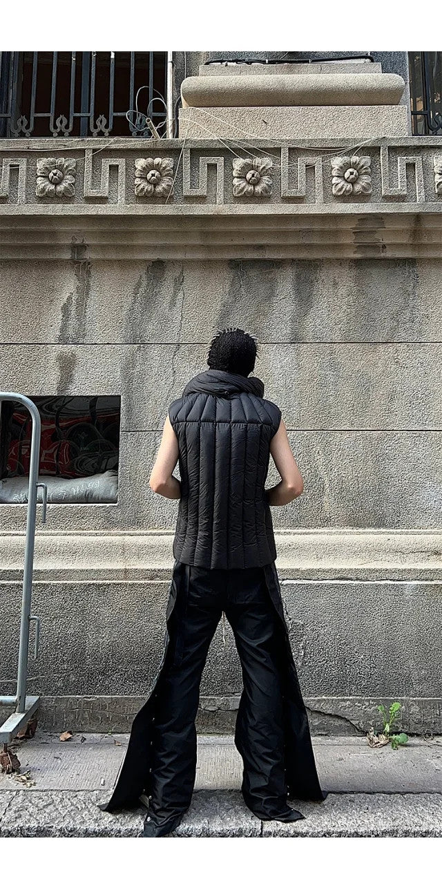 Rick Owens Men's And Women's Fall And Winter Quilted Design Down Jacket Bib Undershirt Jacket Zipper Black Trend Vest Jacket Ngvp #2612