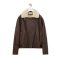 Loewe Men's Autumn And Winter Shearling Pilot Jacket Solid Color Zipper Lapel Loose Leather Jacket ﻿Ngvp #9776