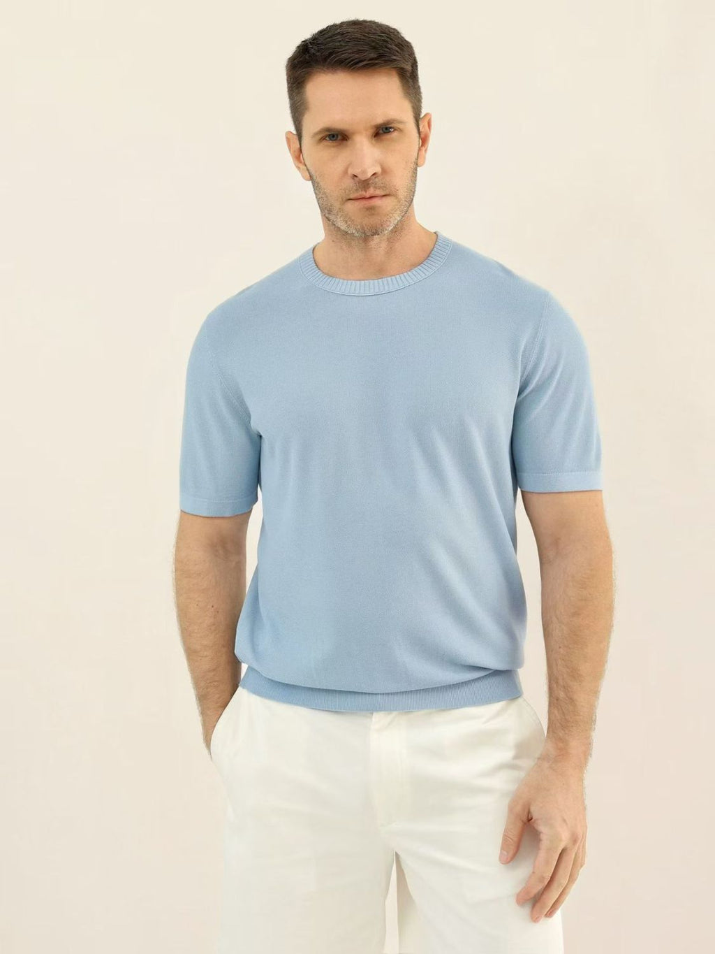 Loro Piana Solid Color Round Neck Pullover Short Sleeve T-shirt #377035