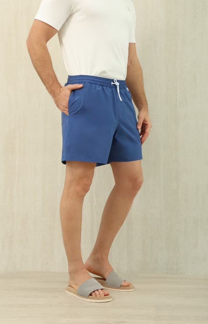 Loro Piana Men's Summer Letter Solid Color Mid Waist Tie Straight Bay Swim Shorts Ngvp #9959