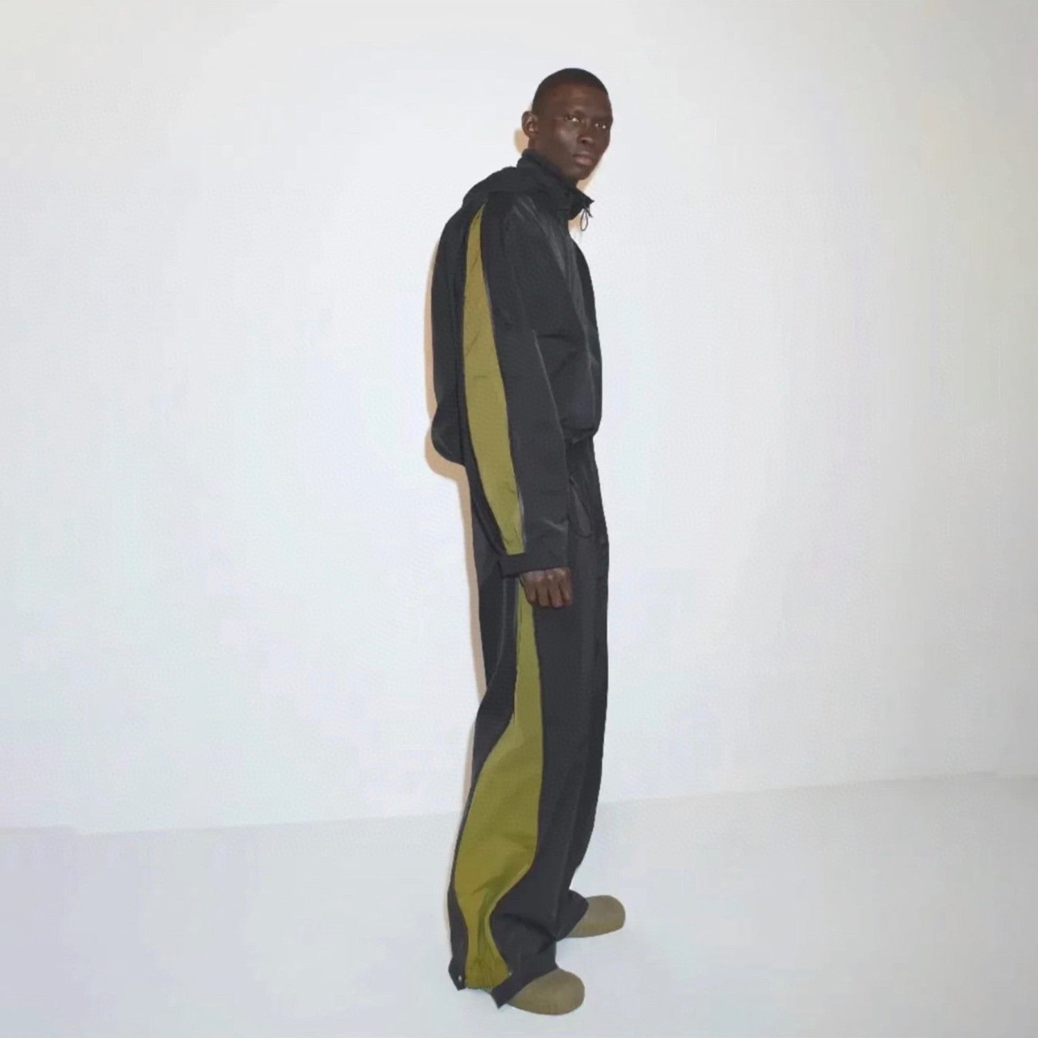 Bottega Veneta Colorblocked Zipper Drawstring Loose Hooded Jacket Casual Pants Ngvp #6874