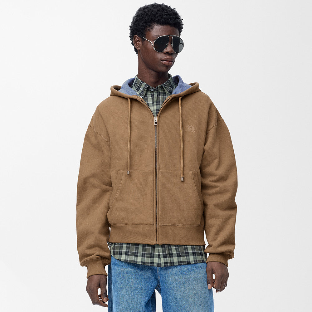 Loewe Zip-up Hoodie in Cotton Beige #333808